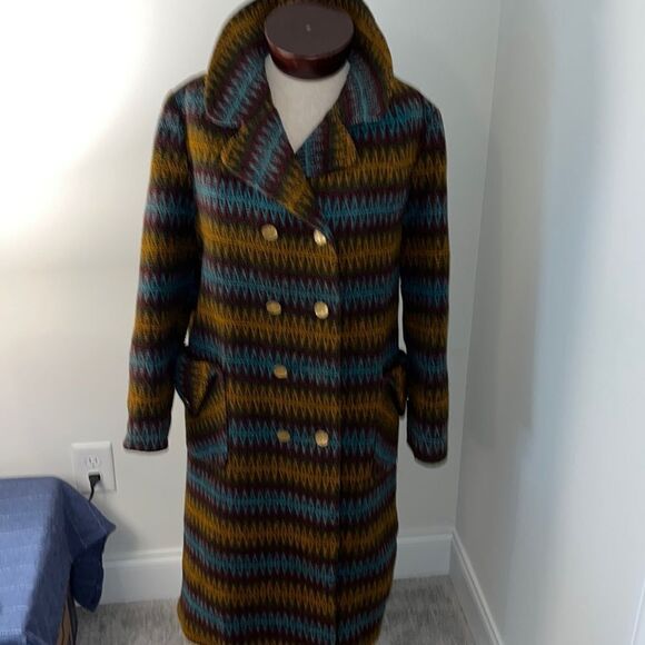 Vintage Homemade Navajo print blanket retro 50's-60's winter Coat jacket M - Picture 1 of 11